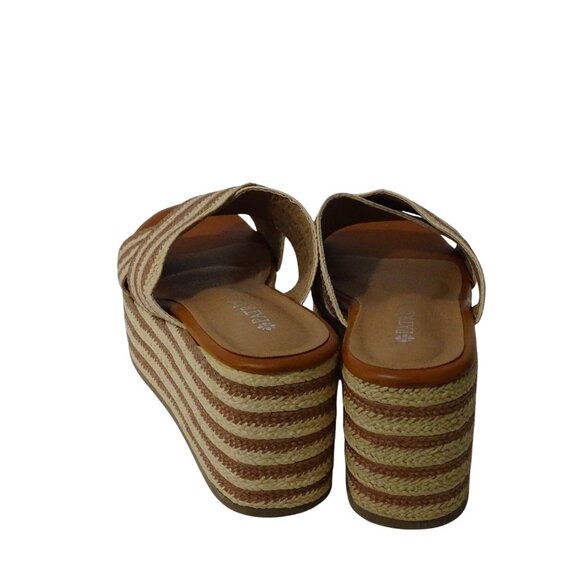 Patrizia By Spring Step Woven Platform Sandals Tan Stripe Slip-On Women Size 7.5 - Picture 4 of 7